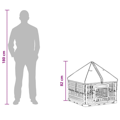 4 Panel Dog Playpen with Roof 60 x 60 x 82 cm Plastic White
