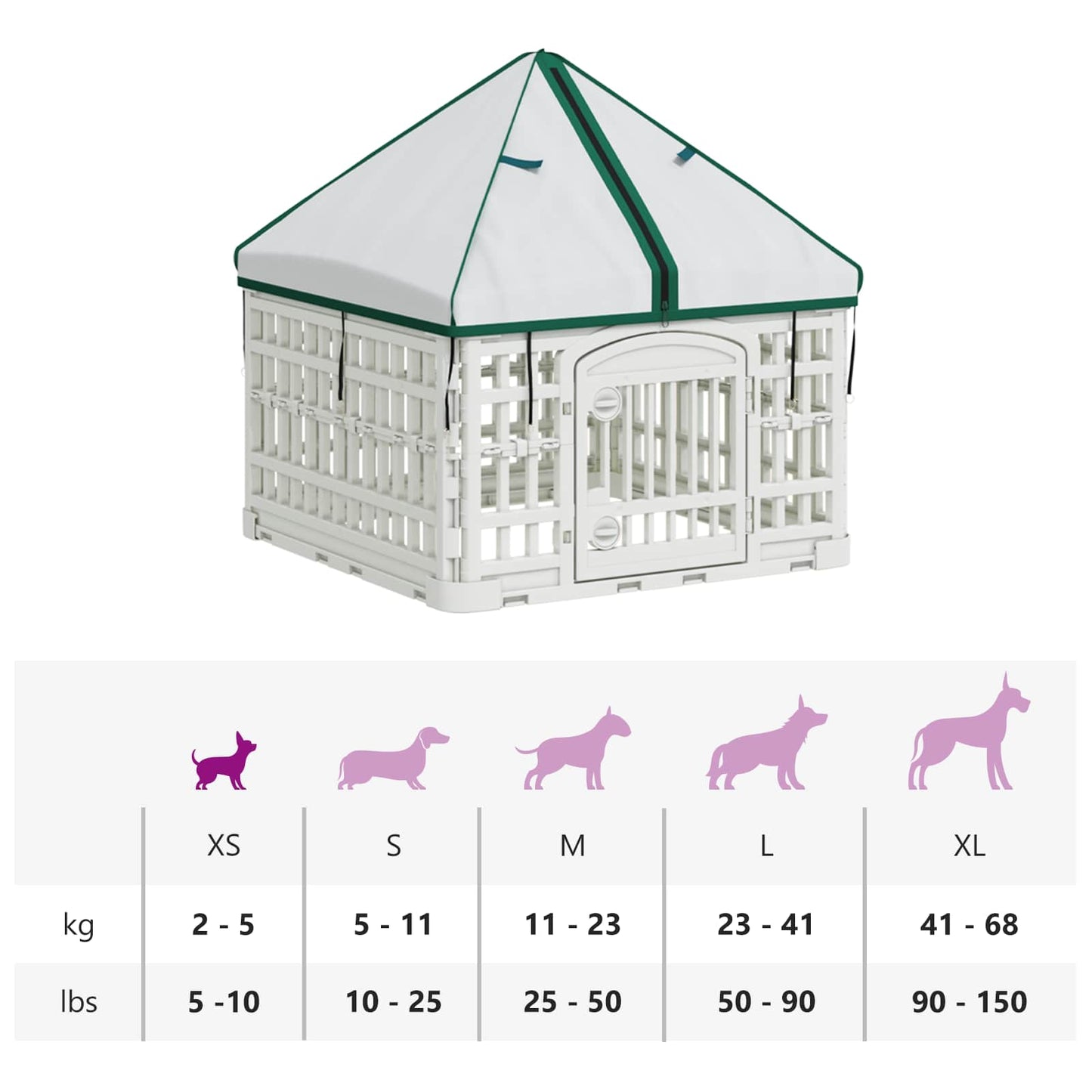 4 Panel Dog Playpen with Roof 60 x 60 x 82 cm Plastic White