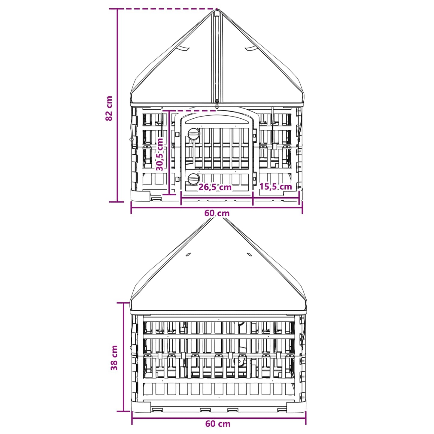 4 Panel Dog Playpen with Roof 60 x 60 x 82 cm Plastic White