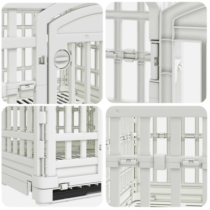 4 Panel Dog Playpen 122 x 106.5 x 82 cm Plastic White Foldable