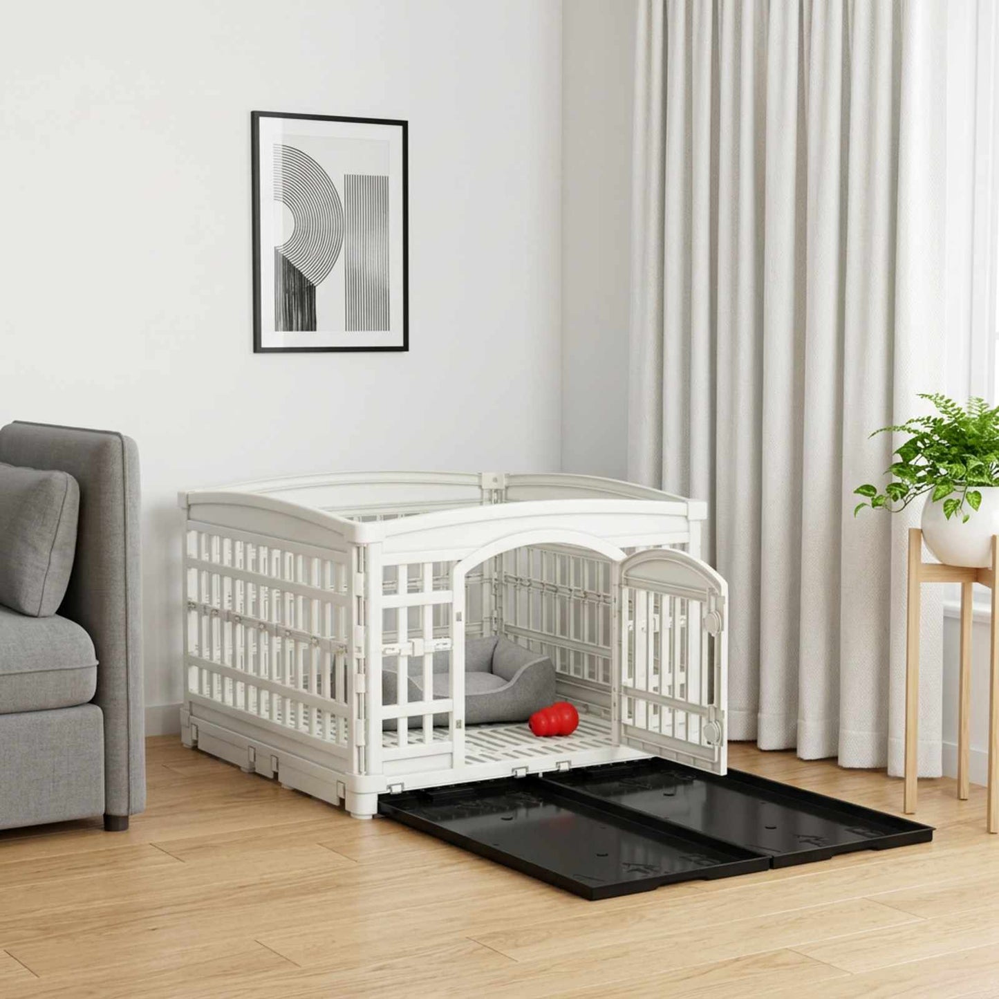 4 Panel Dog Playpen 122 x 106.5 x 82 cm Plastic White Foldable