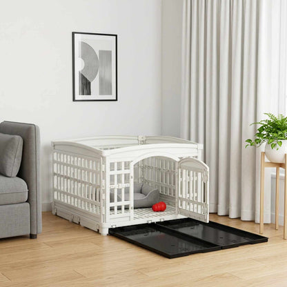 4 Panel Dog Playpen 122 x 106.5 x 82 cm Plastic White Foldable