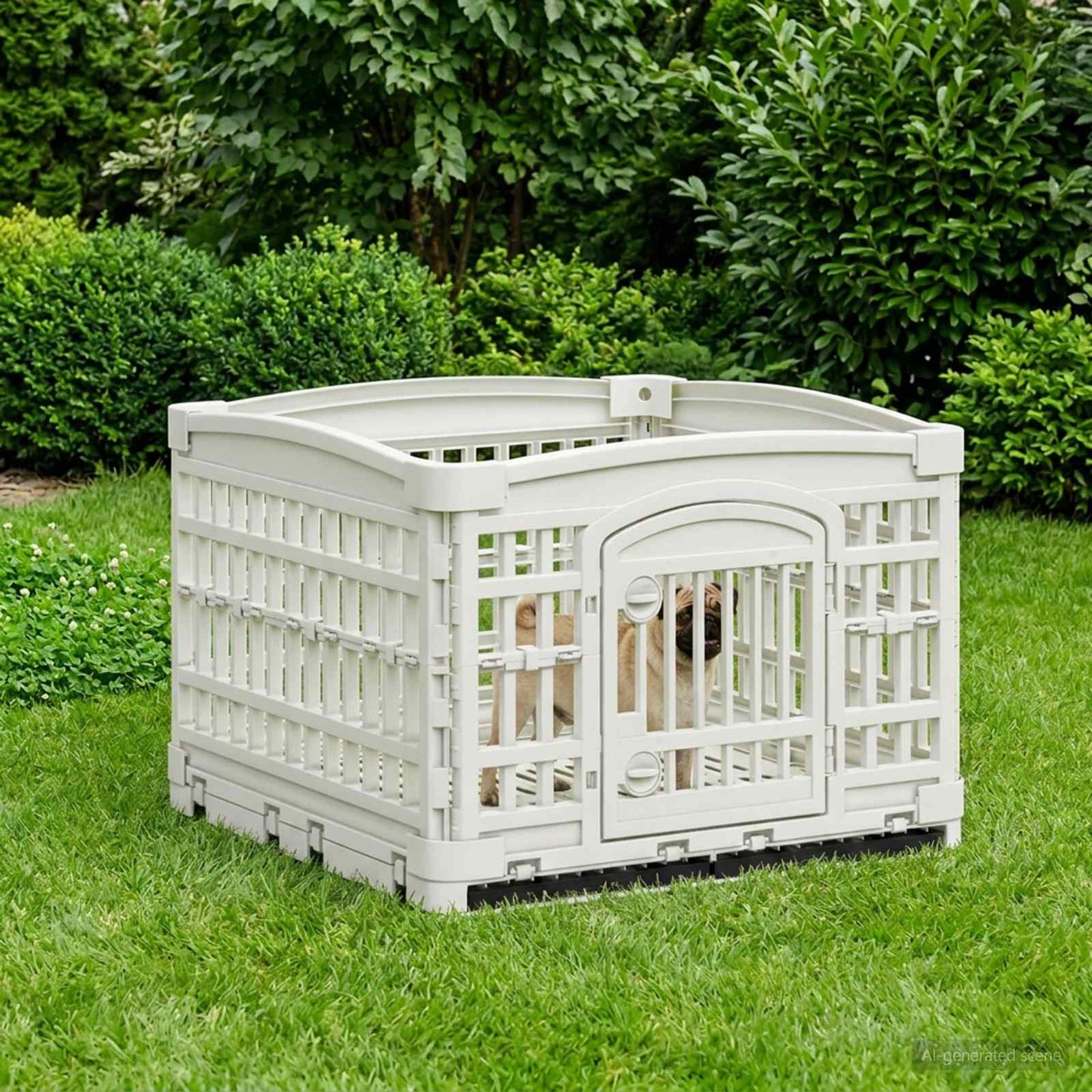 4 Panel Dog Playpen 122 x 106.5 x 82 cm Plastic White Foldable