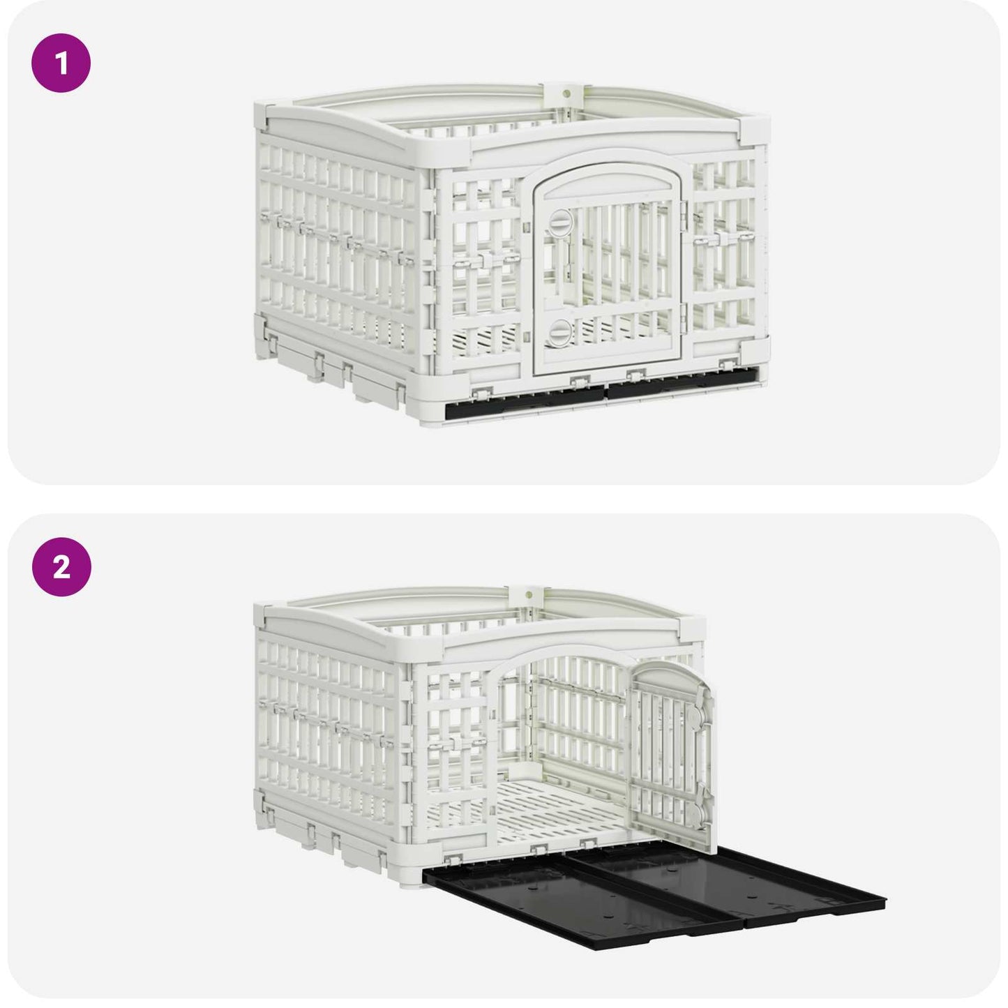 4 Panel Dog Playpen 122 x 106.5 x 82 cm Plastic White Foldable