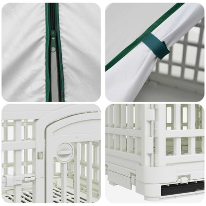 4 Panel Dog Playpen with Roof 122 x 106.5 x 82 cm Plastic White