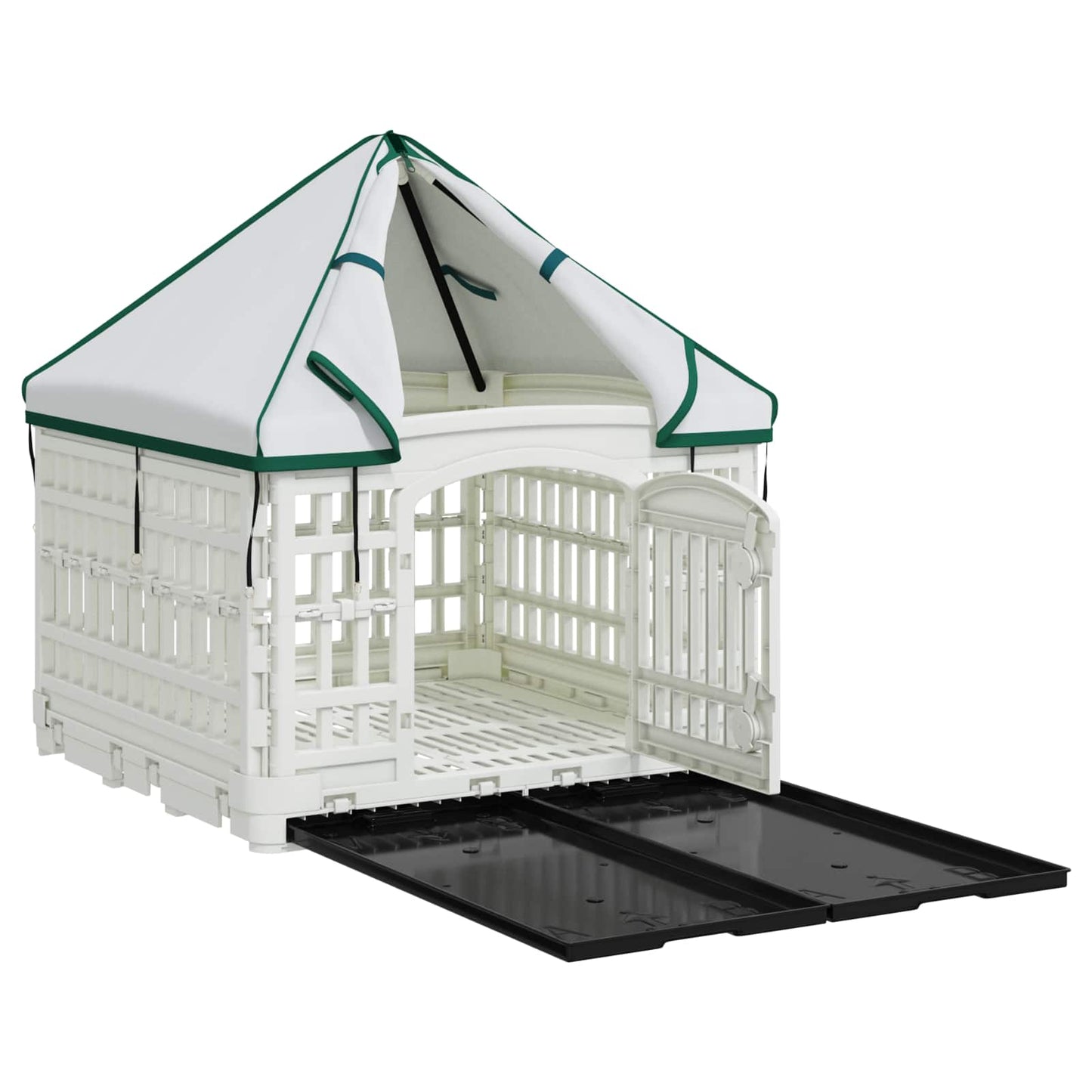 4 Panel Dog Playpen with Roof 122 x 106.5 x 82 cm Plastic White