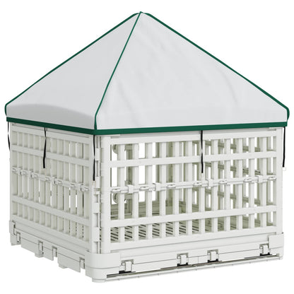 4 Panel Dog Playpen with Roof 122 x 106.5 x 82 cm Plastic White