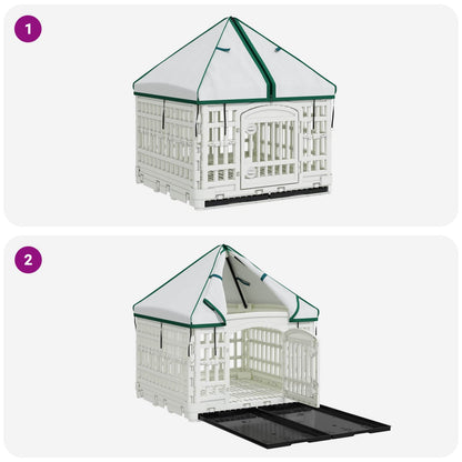 4 Panel Dog Playpen with Roof 122 x 106.5 x 82 cm Plastic White