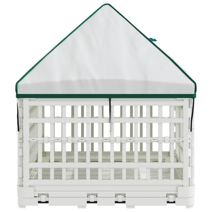 4 Panel Dog Playpen with Roof 122 x 106.5 x 82 cm Plastic White