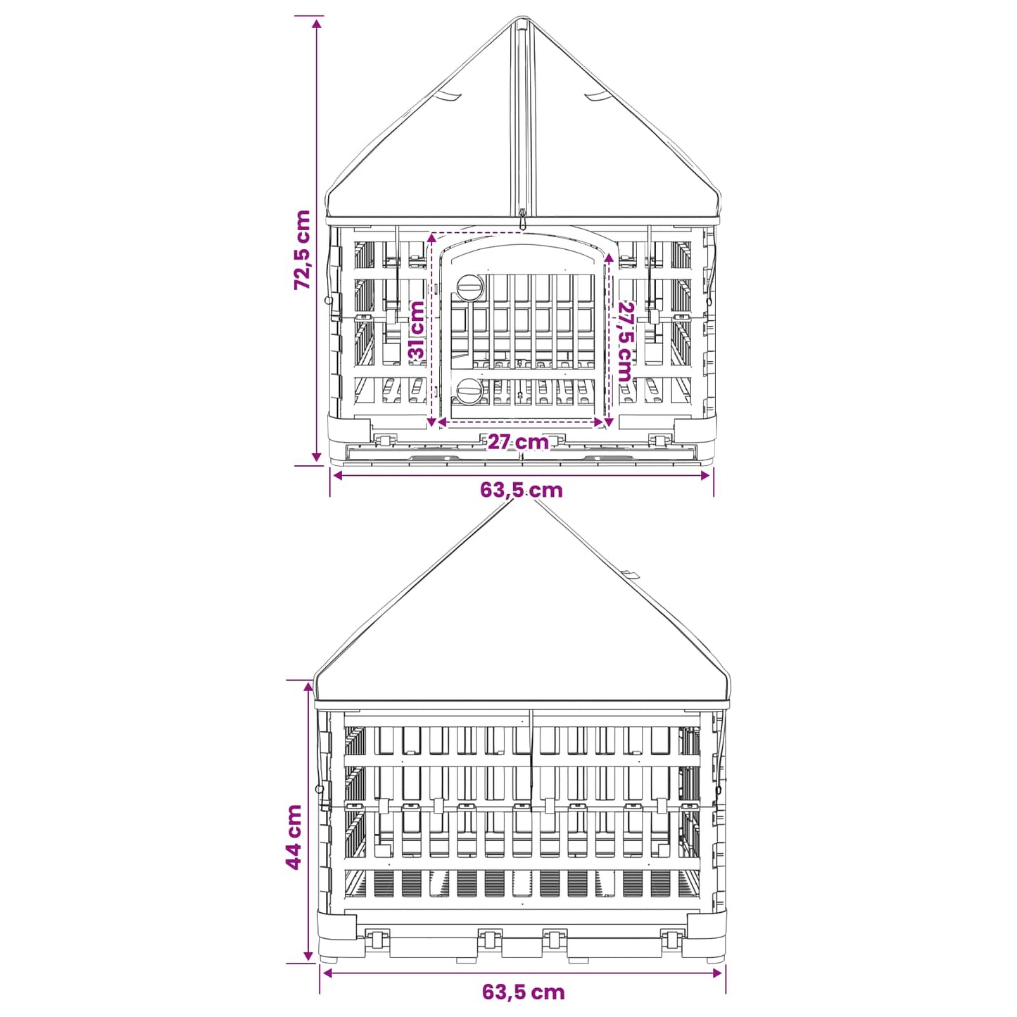 4 Panel Dog Playpen with Roof 122 x 106.5 x 82 cm Plastic White