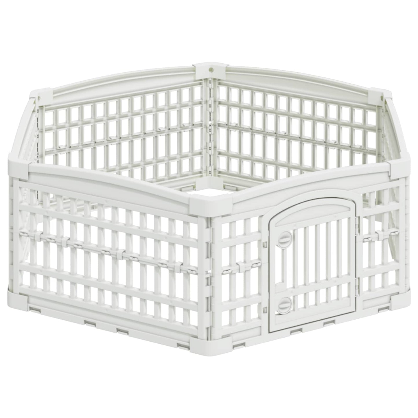6 Panel Dog Playpen 122 x 106.5 x 40 cm Plastic White Foldable