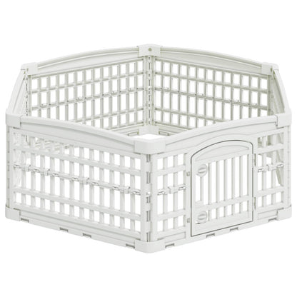6 Panel Dog Playpen 122 x 106.5 x 40 cm Plastic White Foldable