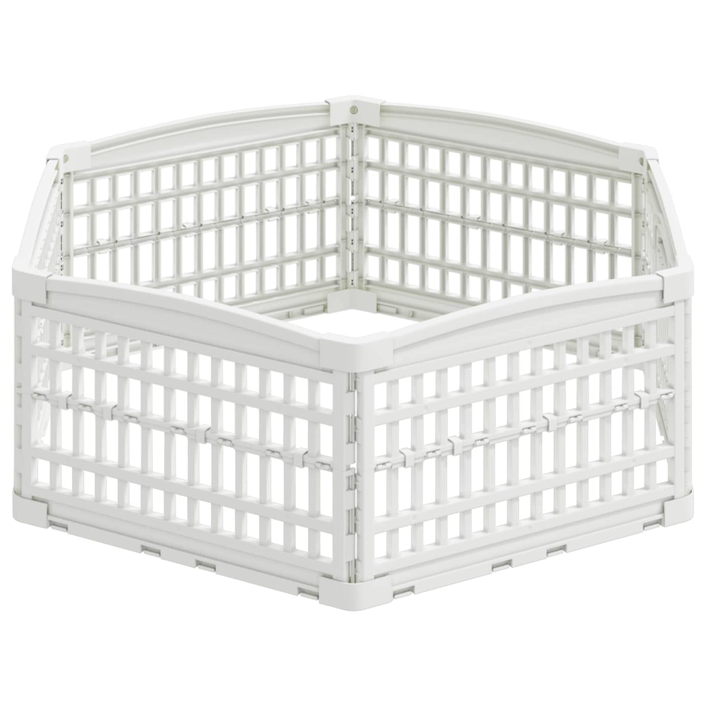 6 Panel Dog Playpen 122 x 106.5 x 40 cm Plastic White Foldable