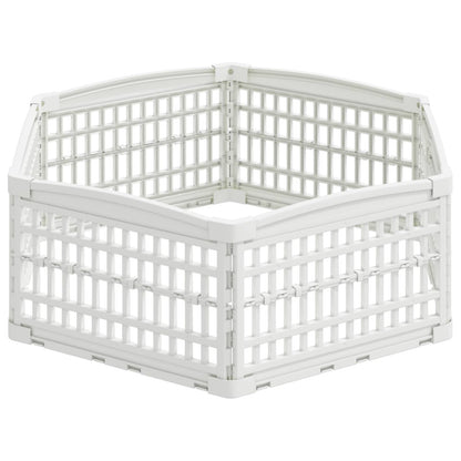 6 Panel Dog Playpen 122 x 106.5 x 40 cm Plastic White Foldable