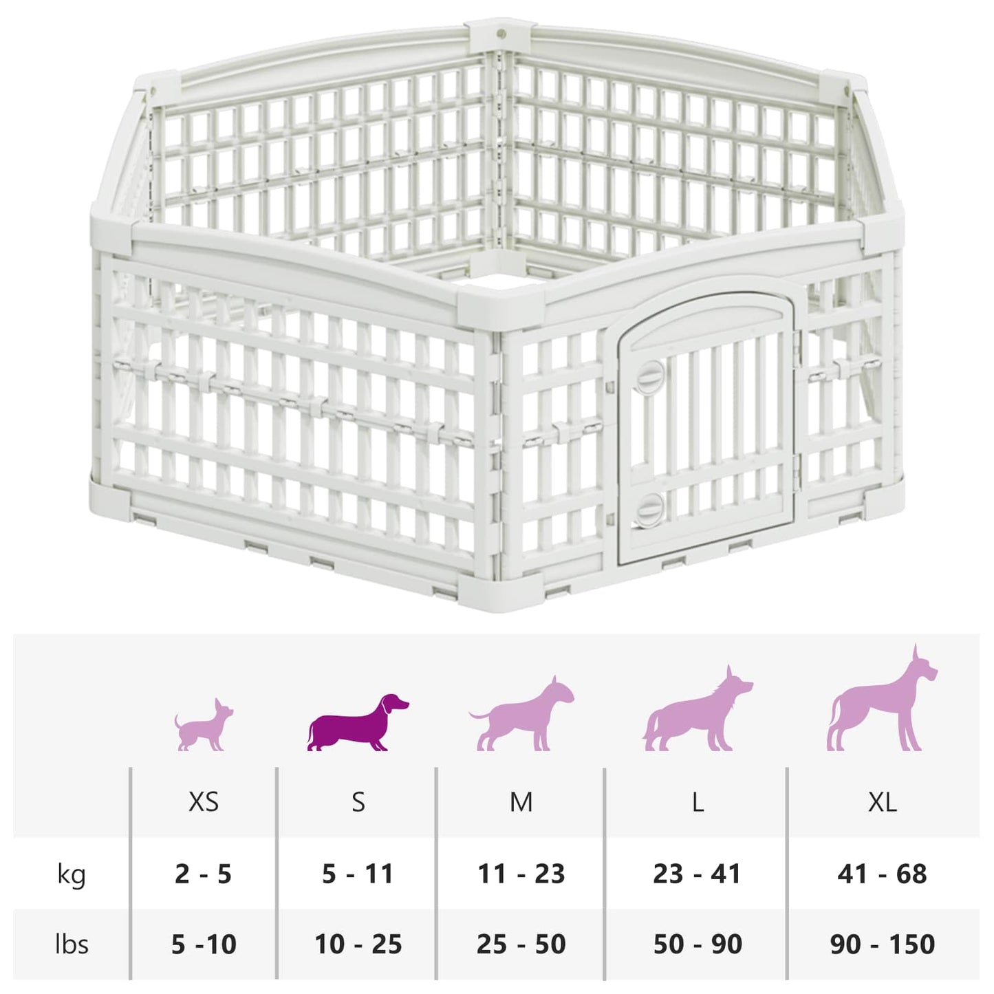 6 Panel Dog Playpen 122 x 106.5 x 40 cm Plastic White Foldable