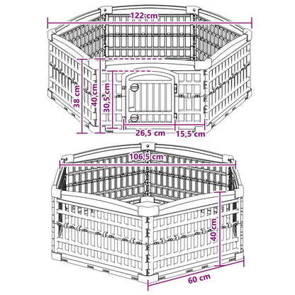 6 Panel Dog Playpen 122 x 106.5 x 40 cm Plastic White Foldable