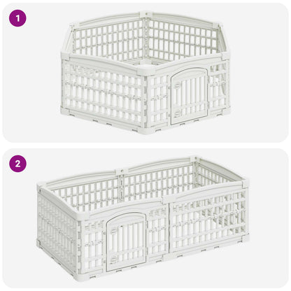 6 Panel Dog Playpen 122 x 106.5 x 40 cm Plastic White Foldable