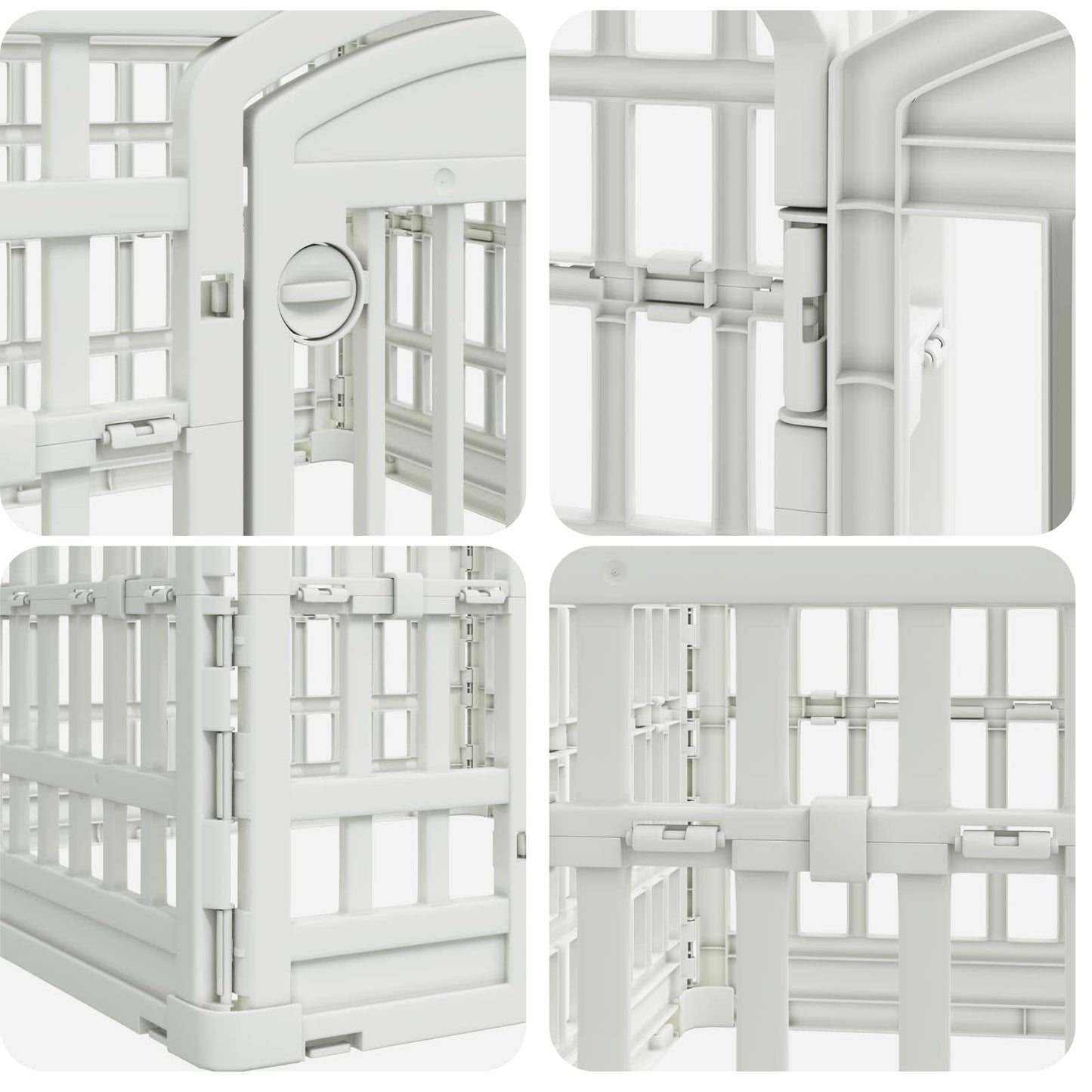4 Panel Dog Playpen 88 x 88 x 56 cm Plastic White Foldable