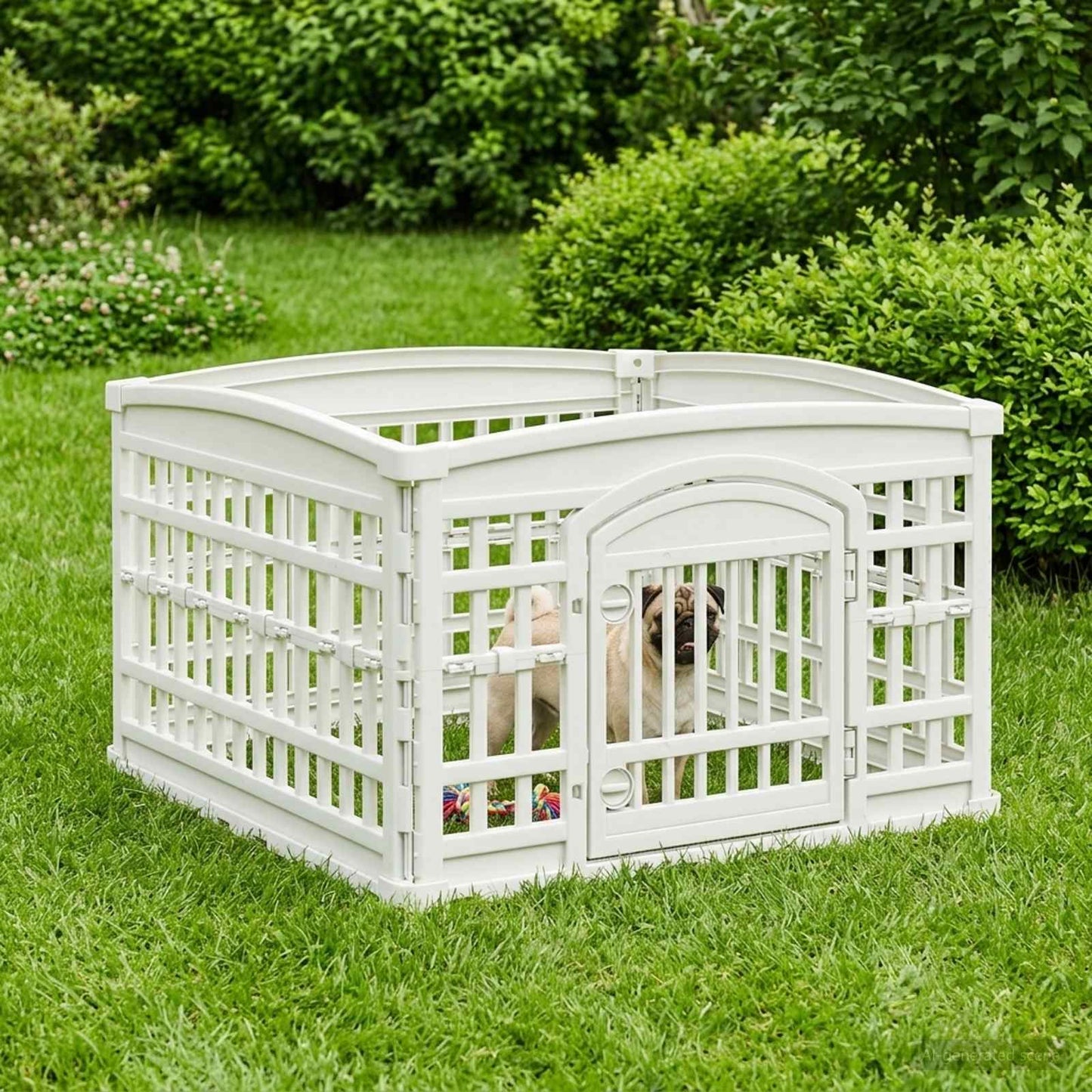 4 Panel Dog Playpen 88 x 88 x 56 cm Plastic White Foldable