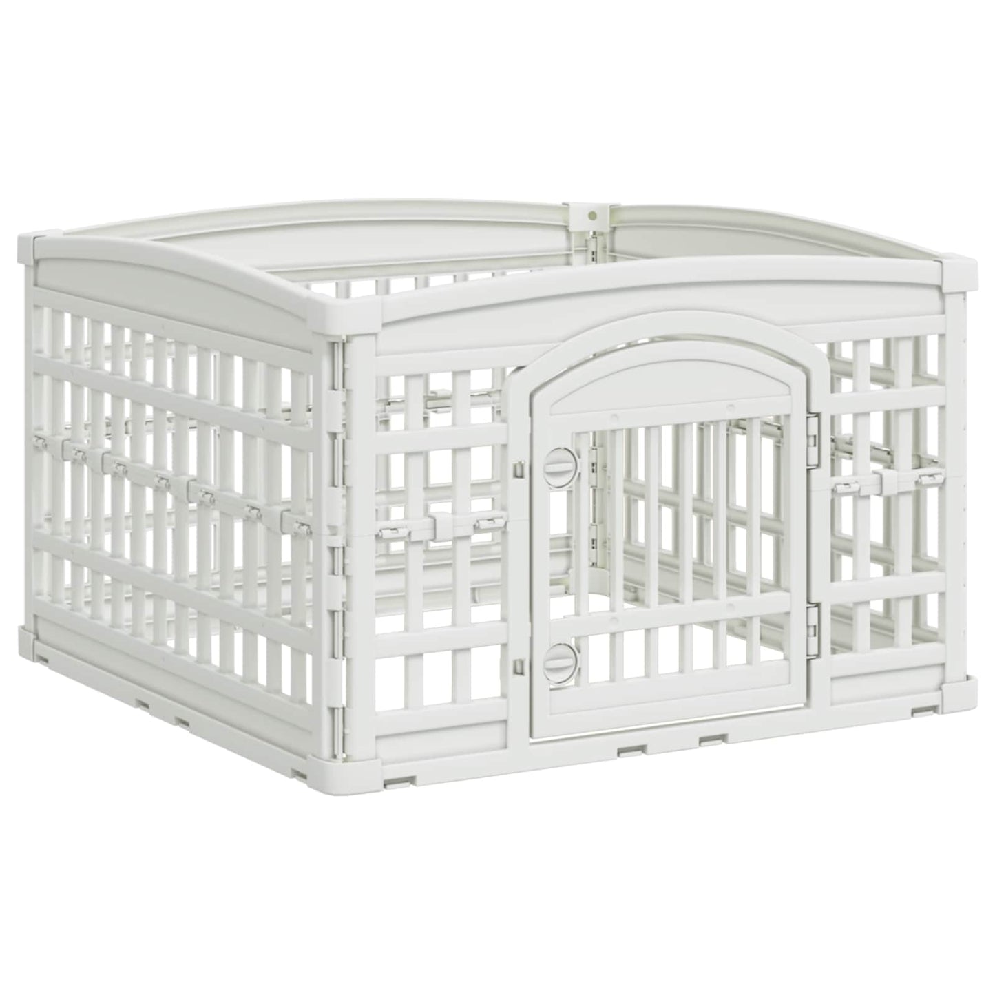 4 Panel Dog Playpen 88 x 88 x 56 cm Plastic White Foldable