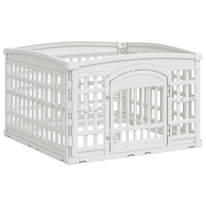 4 Panel Dog Playpen 88 x 88 x 56 cm Plastic White Foldable
