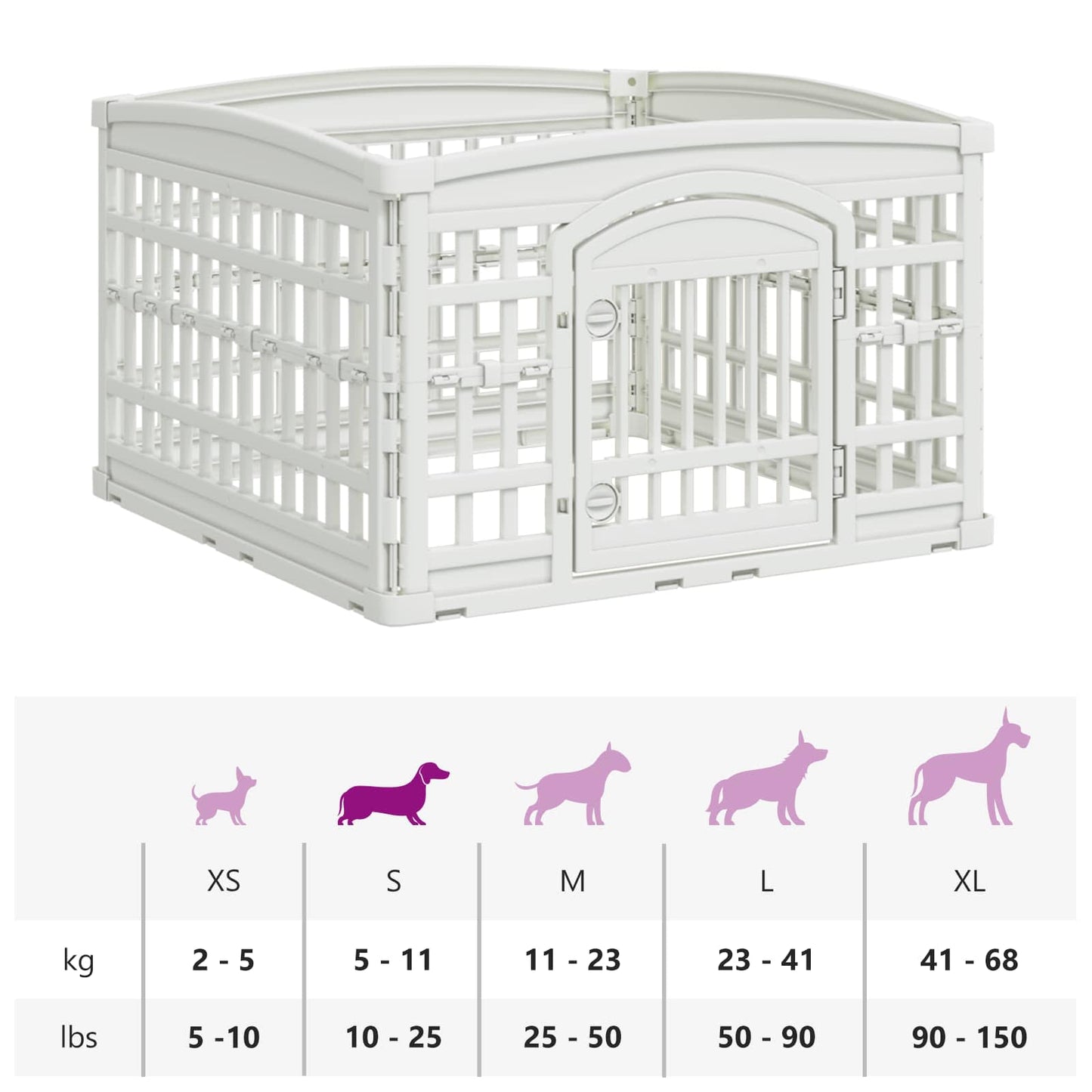 4 Panel Dog Playpen 88 x 88 x 56 cm Plastic White Foldable
