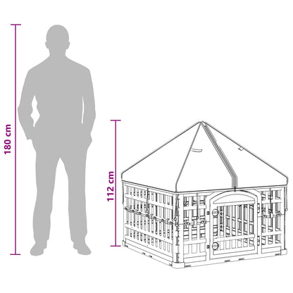 4 Panel Dog Playpen with Roof 88 x 88 x 112 cm Plastic White
