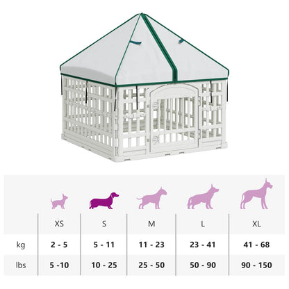 4 Panel Dog Playpen with Roof 88 x 88 x 112 cm Plastic White
