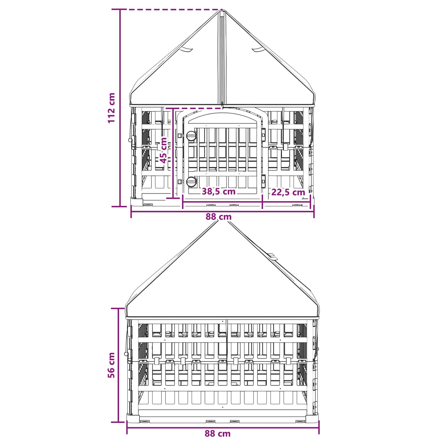 4 Panel Dog Playpen with Roof 88 x 88 x 112 cm Plastic White