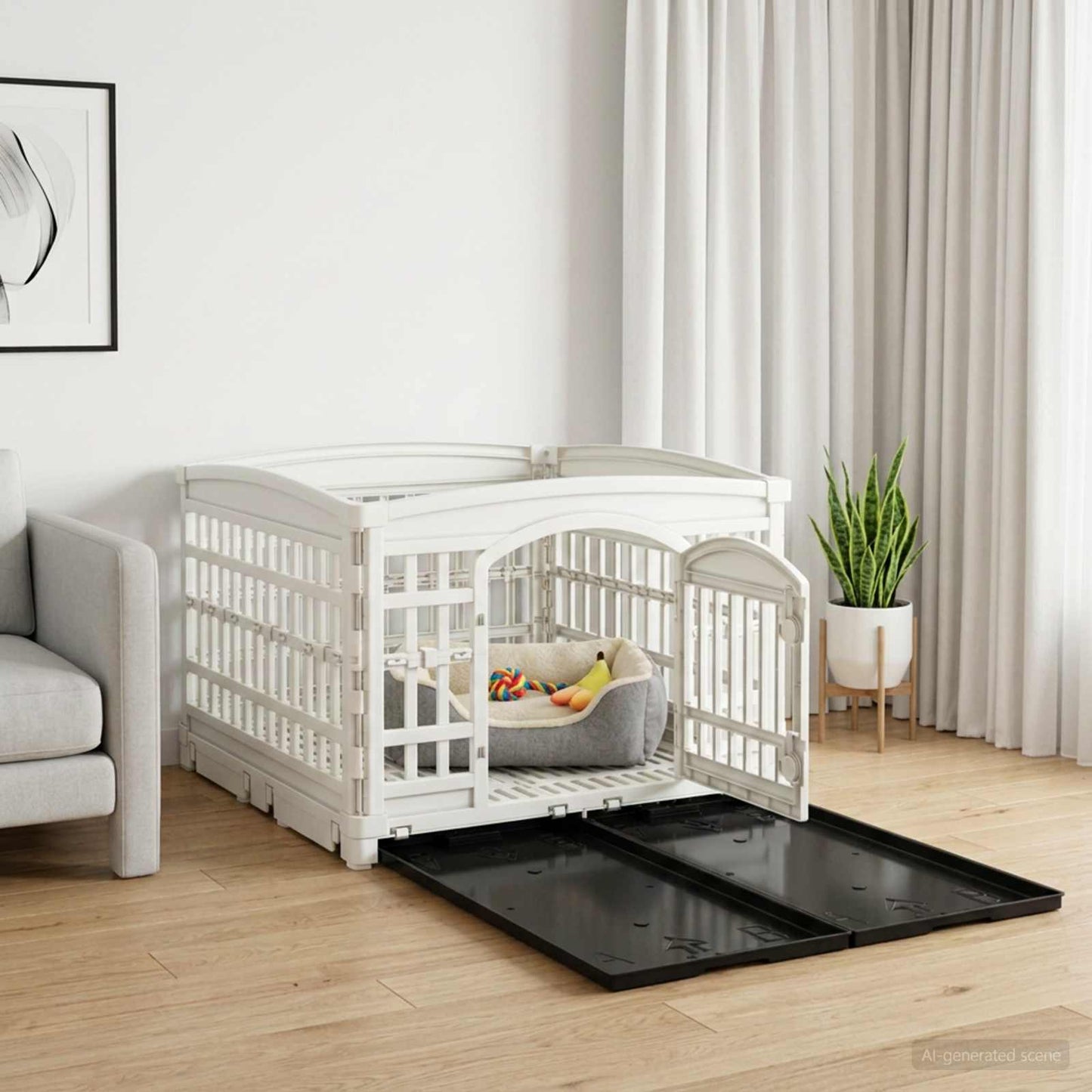 4 Panel Dog Playpen 177.5 x 154.5 x 112 cm Plastic White