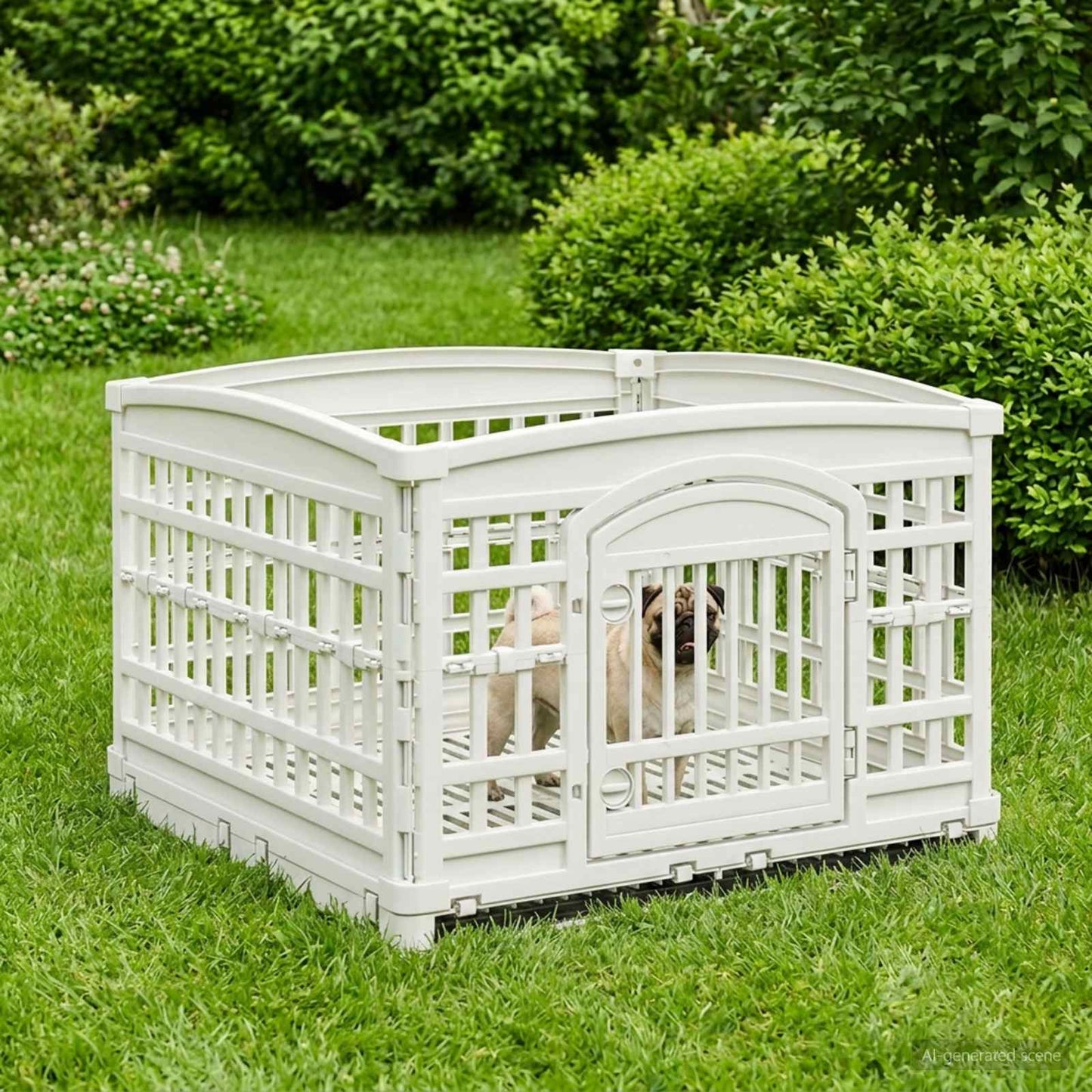 4 Panel Dog Playpen 177.5 x 154.5 x 112 cm Plastic White