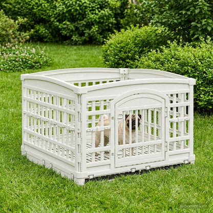 4 Panel Dog Playpen 177.5 x 154.5 x 112 cm Plastic White