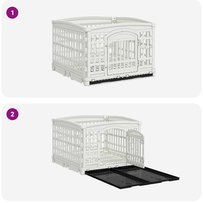 4 Panel Dog Playpen 177.5 x 154.5 x 112 cm Plastic White