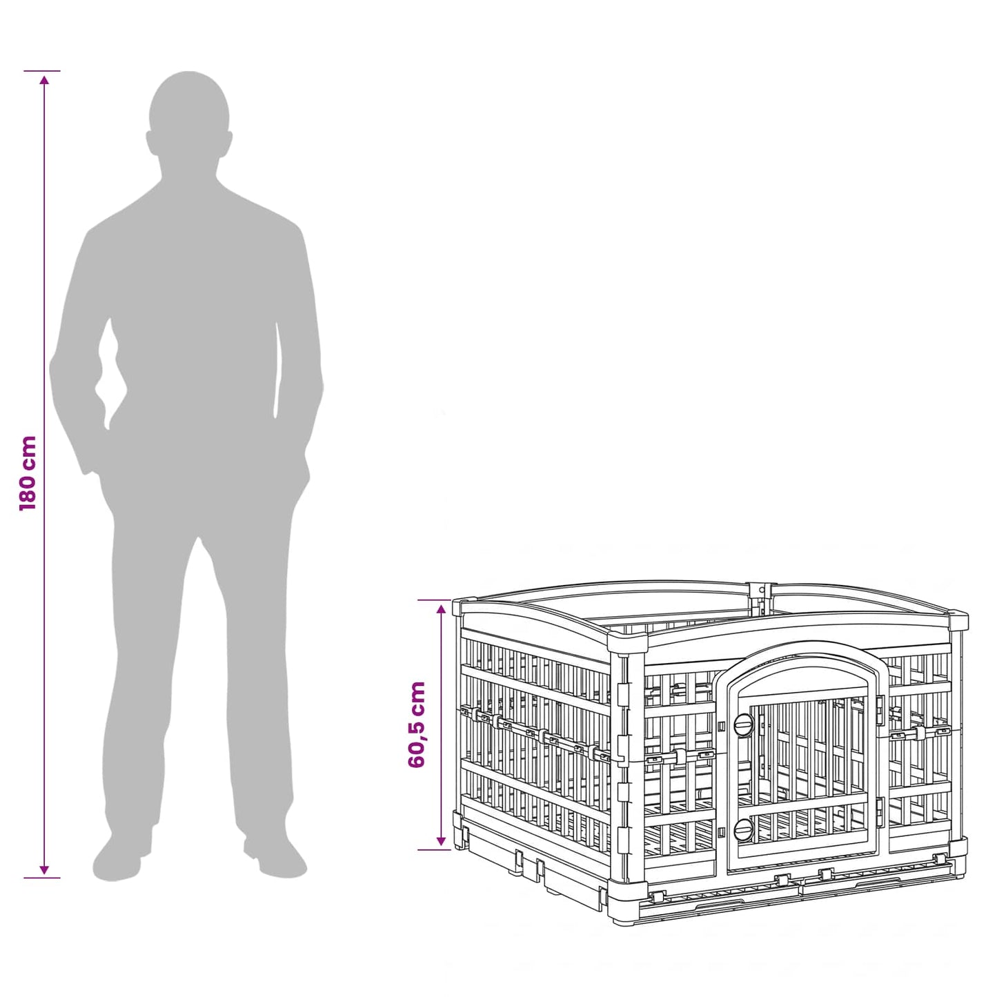 4 Panel Dog Playpen 177.5 x 154.5 x 112 cm Plastic White