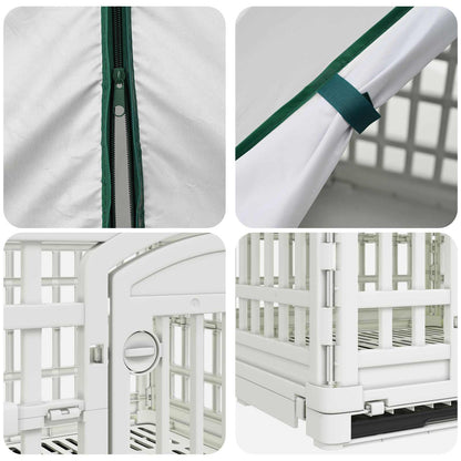 4 Panel Dog Playpen with Roof 177.5 x 154.5 x 112 cm Plastic