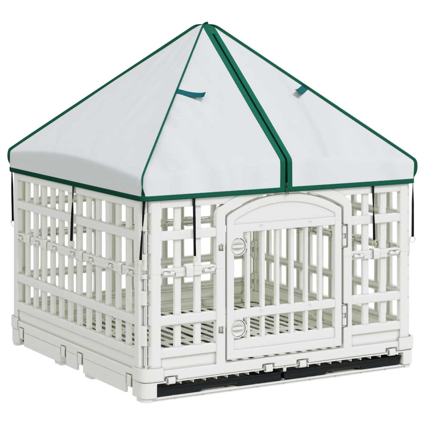 4 Panel Dog Playpen with Roof 177.5 x 154.5 x 112 cm Plastic