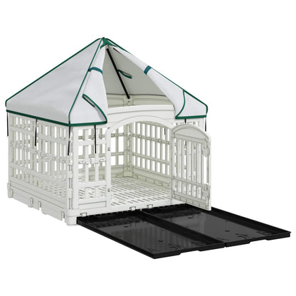 4 Panel Dog Playpen with Roof 177.5 x 154.5 x 112 cm Plastic