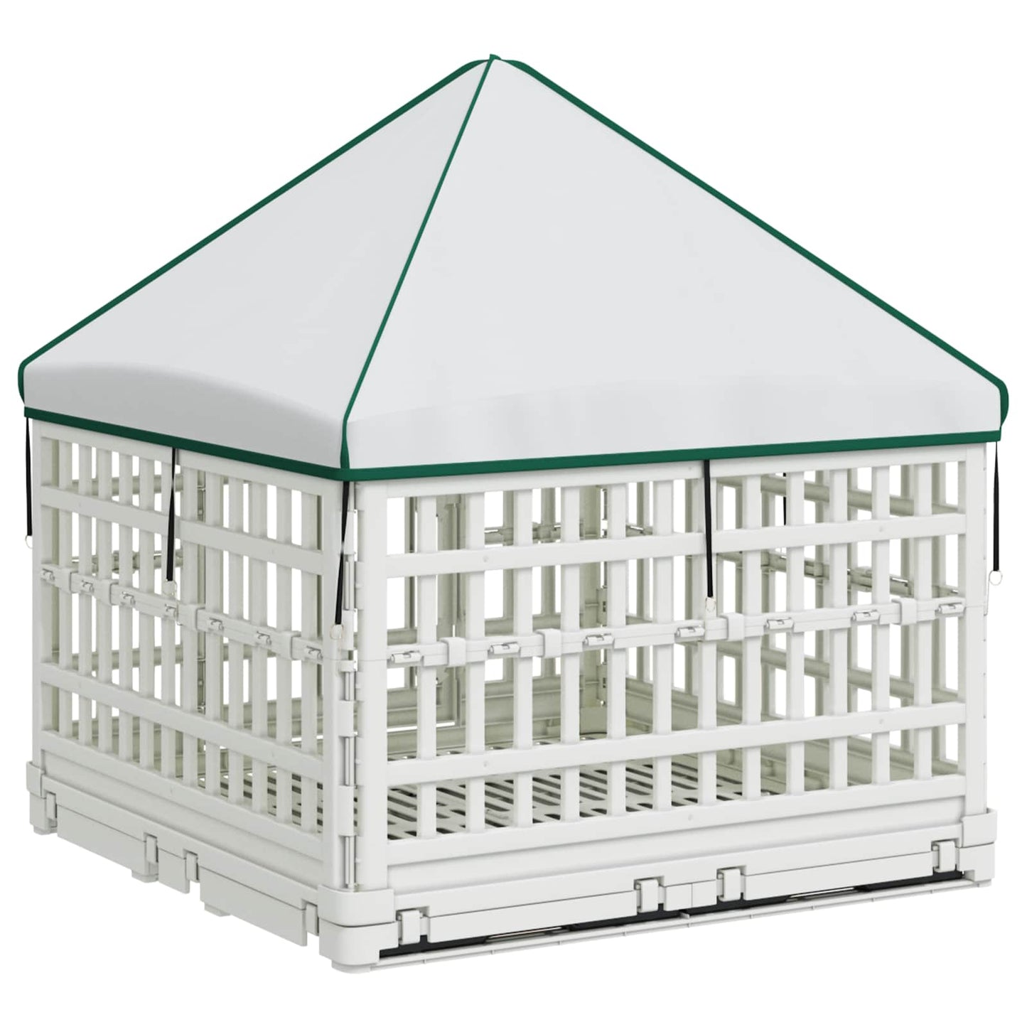 4 Panel Dog Playpen with Roof 177.5 x 154.5 x 112 cm Plastic