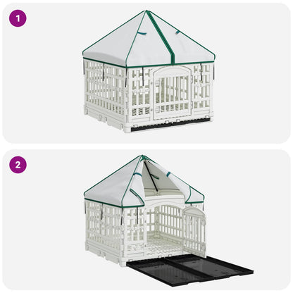 4 Panel Dog Playpen with Roof 177.5 x 154.5 x 112 cm Plastic