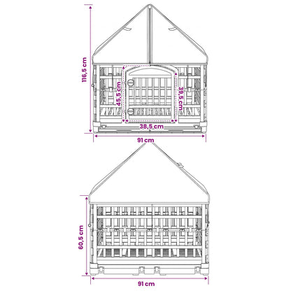 4 Panel Dog Playpen with Roof 177.5 x 154.5 x 112 cm Plastic