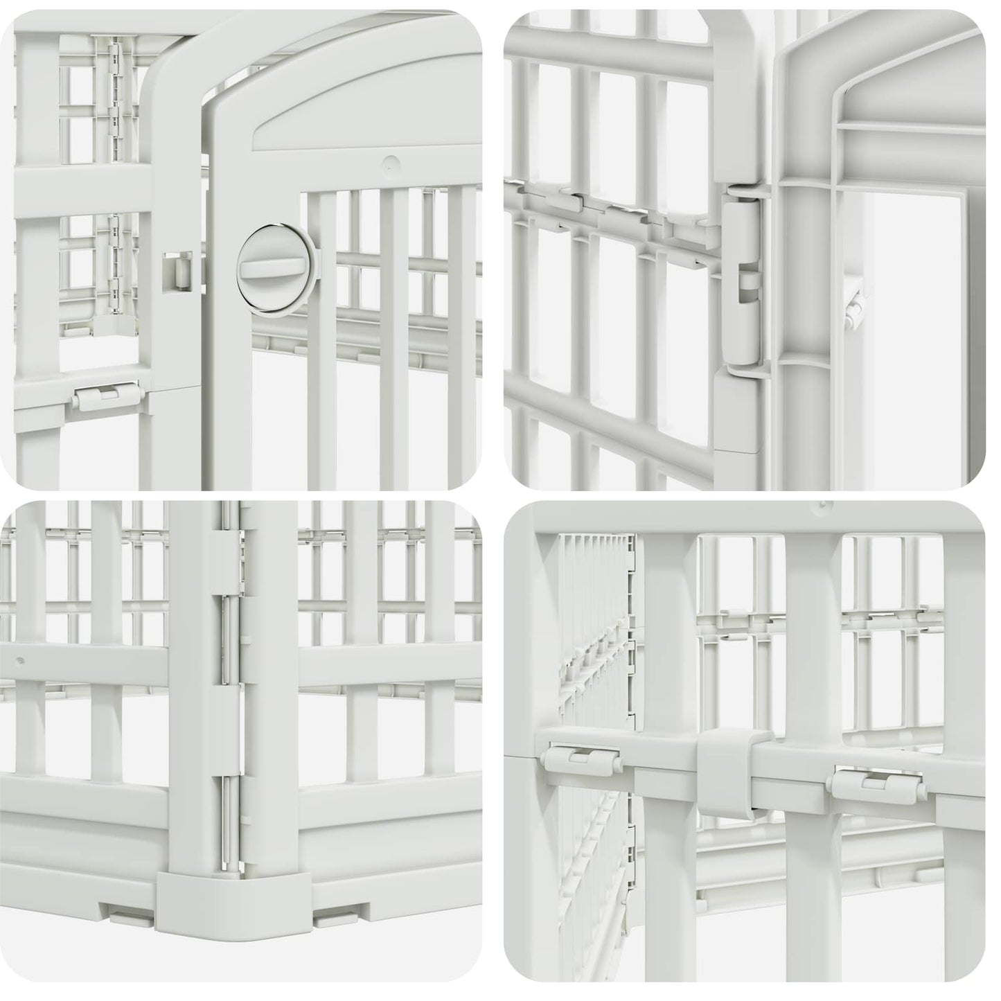 6 Panel Dog Playpen 177.5 x 154.5 x 58 cm Plastic White