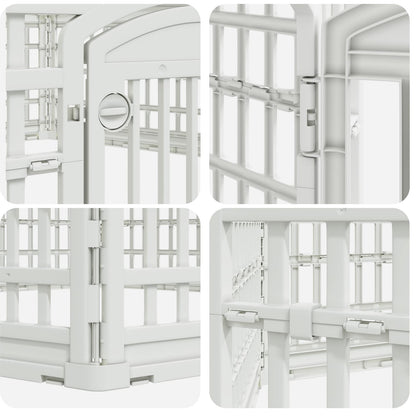 6 Panel Dog Playpen 177.5 x 154.5 x 58 cm Plastic White