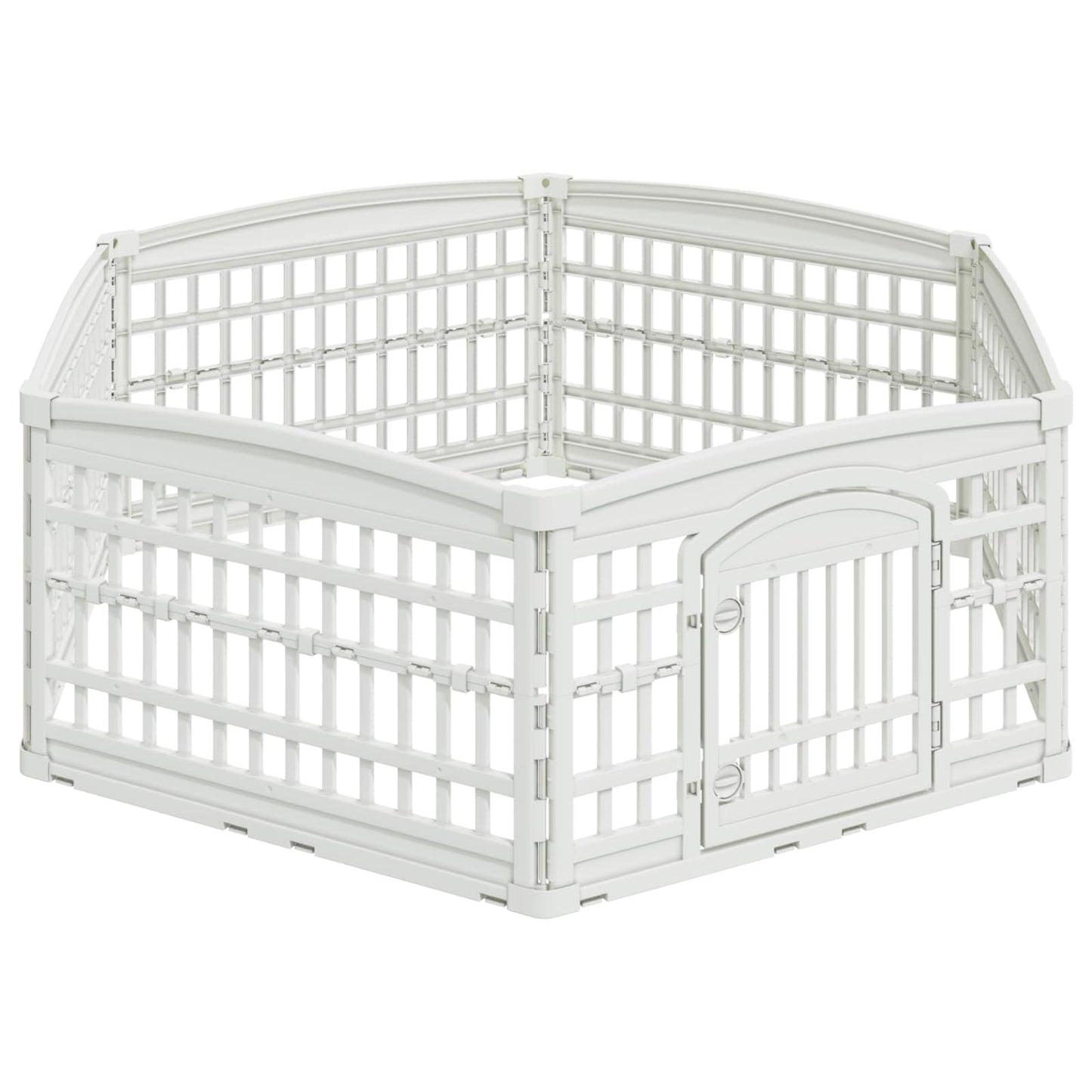 6 Panel Dog Playpen 177.5 x 154.5 x 58 cm Plastic White