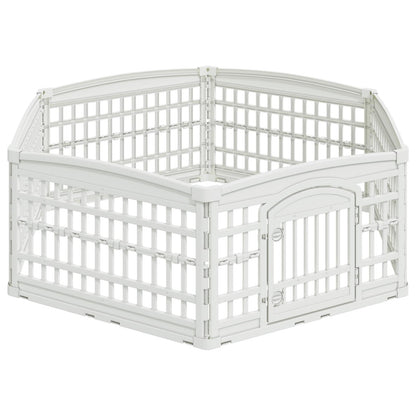 6 Panel Dog Playpen 177.5 x 154.5 x 58 cm Plastic White
