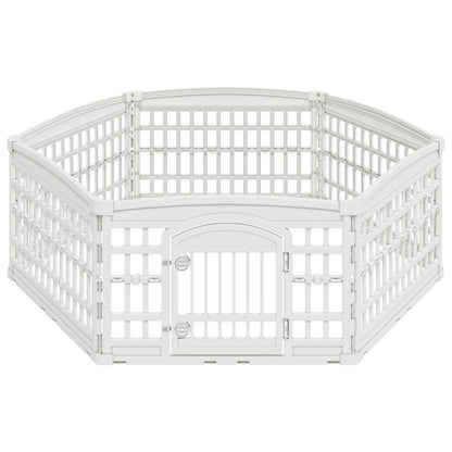 6 Panel Dog Playpen 177.5 x 154.5 x 58 cm Plastic White