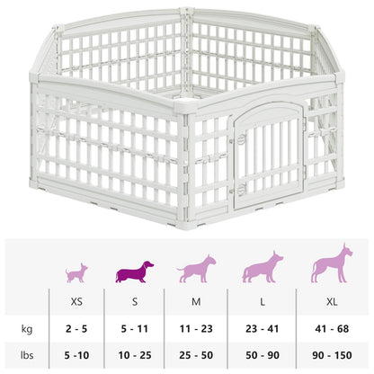 6 Panel Dog Playpen 177.5 x 154.5 x 58 cm Plastic White