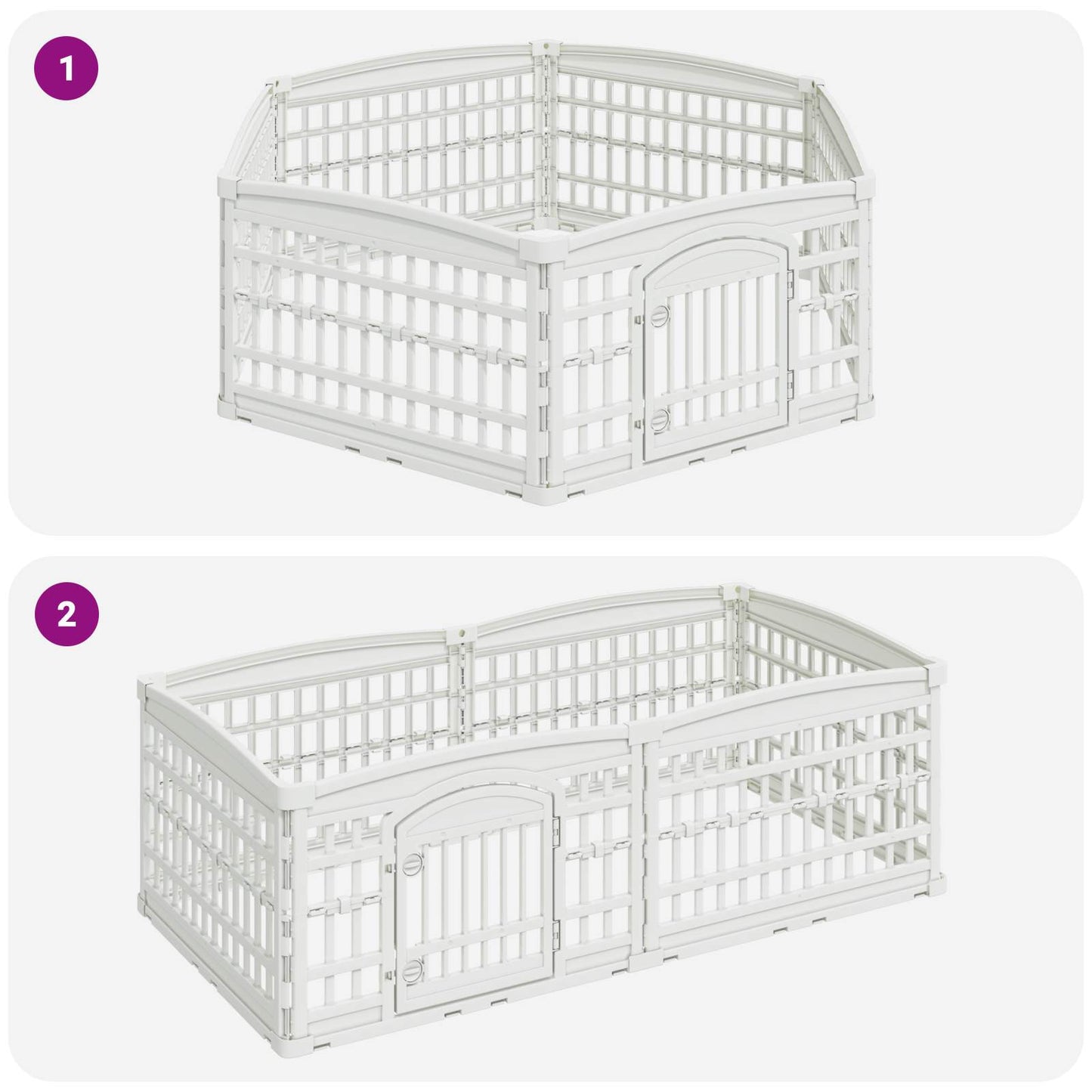 6 Panel Dog Playpen 177.5 x 154.5 x 58 cm Plastic White