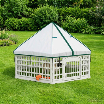 6 Panel Dog Playpen 177.5 x 154.5 x 112 cm Plastic White