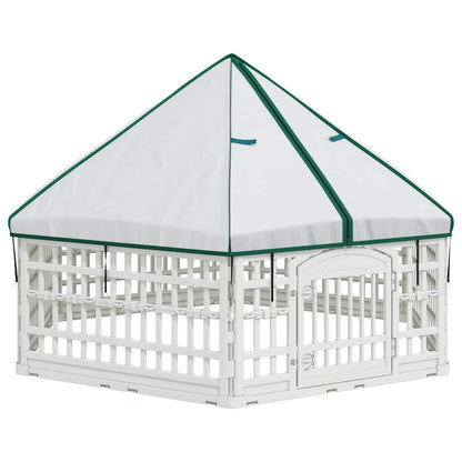 6 Panel Dog Playpen 177.5 x 154.5 x 112 cm Plastic White