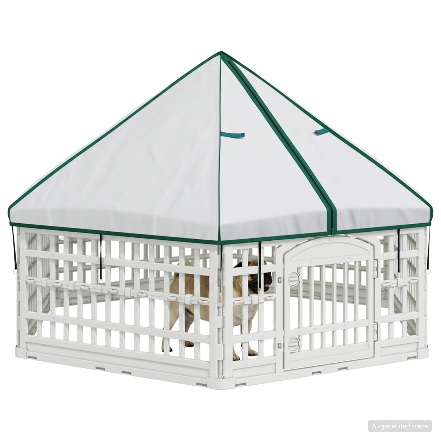 6 Panel Dog Playpen 177.5 x 154.5 x 112 cm Plastic White
